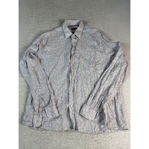 Benson‎ Shirt Mens Large Linen Button Up Long Sleeve Floral Turkey